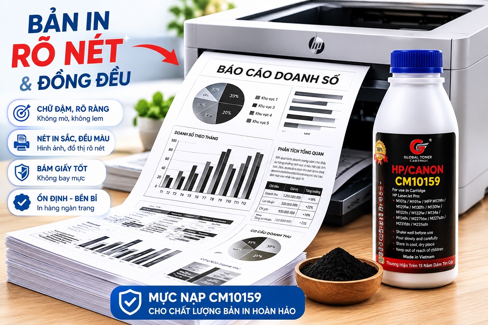 Mực nạp Canon CM10159 được nhiều khách hàng tin dùng nhờ chất lượng ổn định và hiệu quả sử dụng lâu dài.