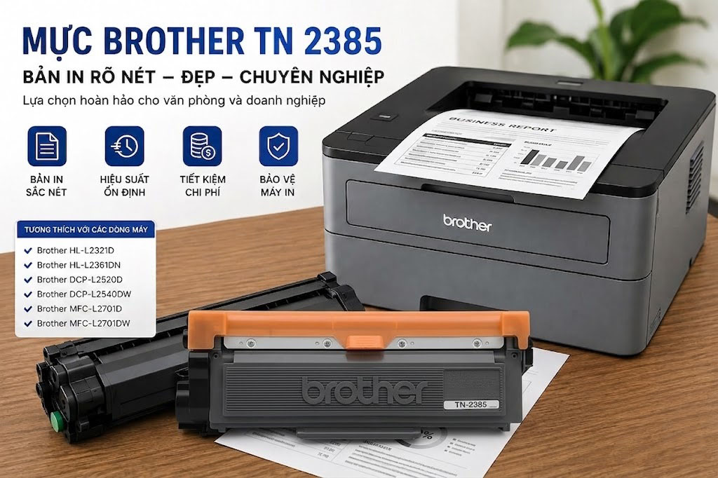 Mực Brother TN 2385 phù hợp với máy in nào? 3 muc brother TN 2385